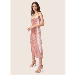 Allen Schwartz Pink Velvet Slip Dress Midi Cowl Neckline NWT Size L